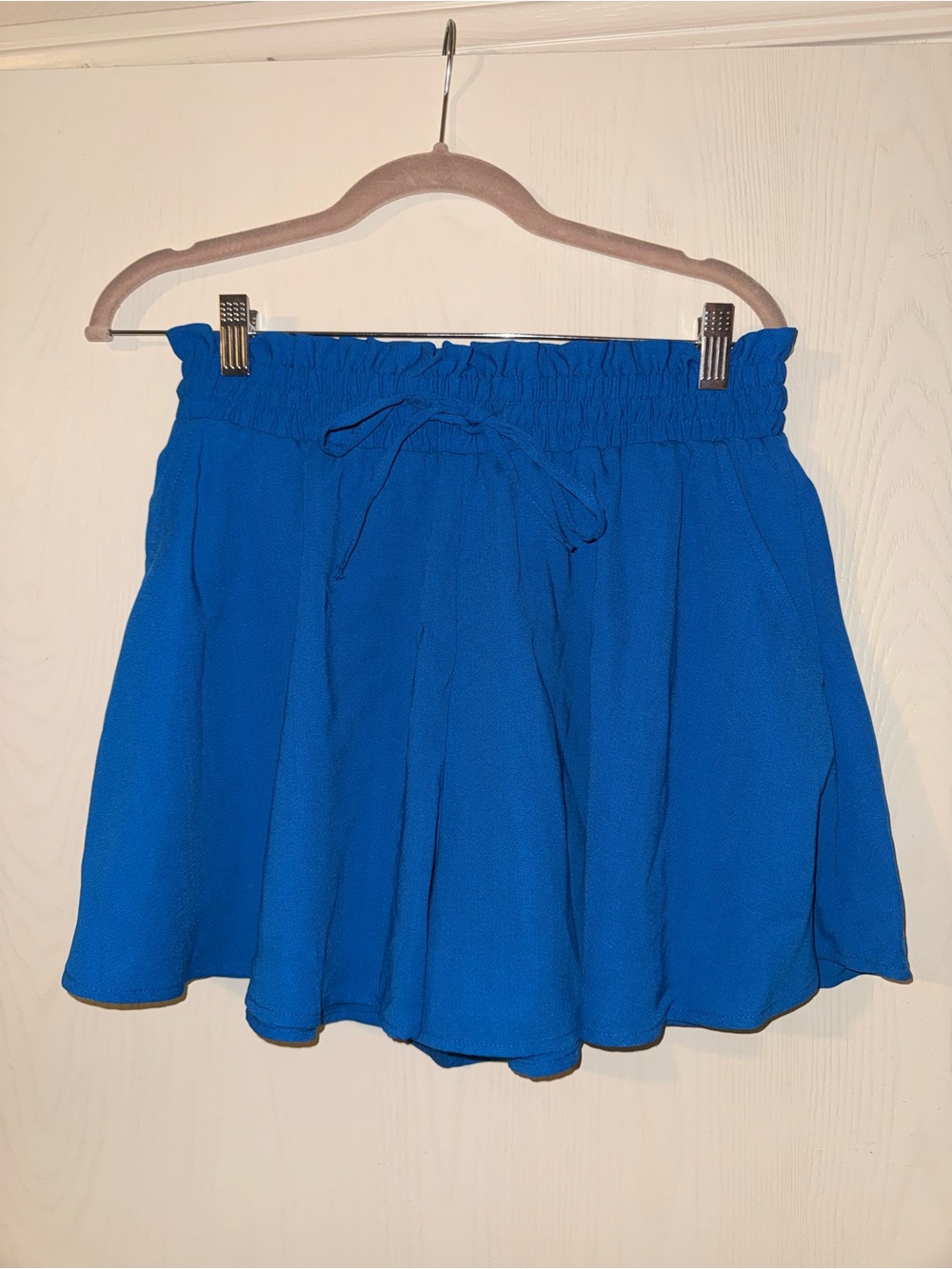 Paper Bag High Waist Drawstring Pocket Casual Linen-Feel Wide Leg Shorts